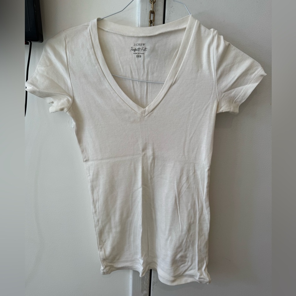 J. Crew White Perfect Fit Vneck Shirt